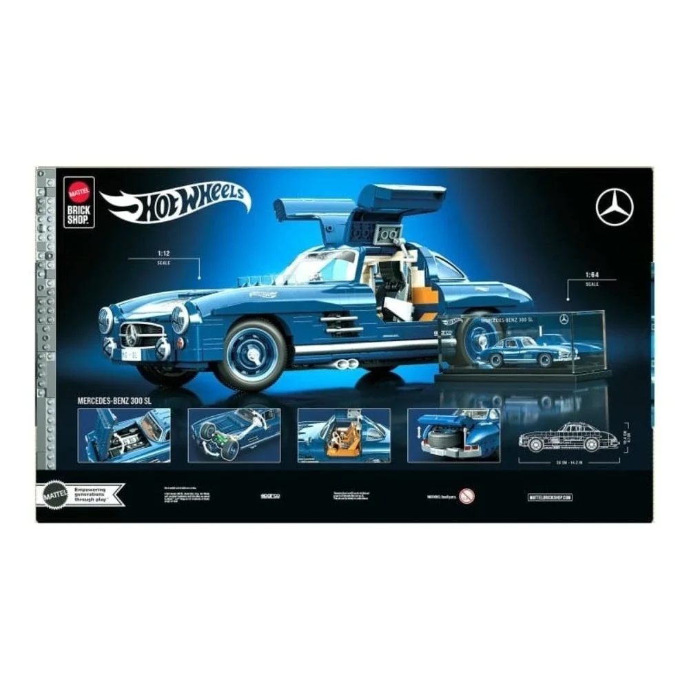 Mattel Brick Shop Hot Wheels Mercedes-Benz 300 SL Building Set 1600pcs | SEALED